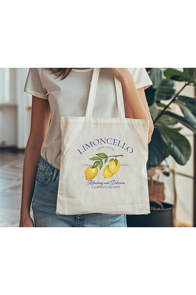 Hediyenza Lemon, Limoncello Printed Cloth Bag, Shoulder Bag, Tote Bag 1 Piece