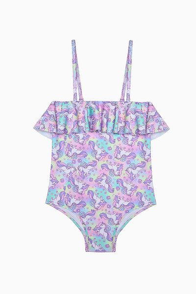 Penti Girl's Sweet Unicorn Ruffled Strapless Swimsuit