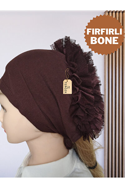 Tergek بونيه داخلي مكشكش من القطن البني الممشط، غطاء رأس يومي للنساء، عمامة ج...