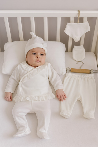 Cherub Baby طقم بدلة خروج من المستشفى مكونة من 5 قطع من القطن الطبيعي الفاخر ...