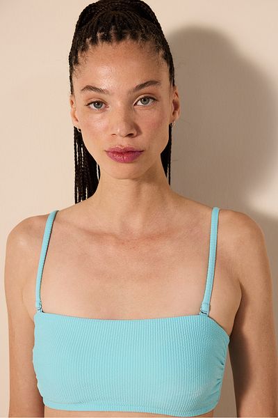 Penti Perla Strapless Textured Light Blue Bikini Top