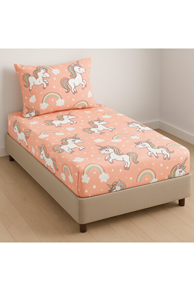 Gasel Home Unicorn Patterned Cotton Sheet Set - Elastic Waist Design