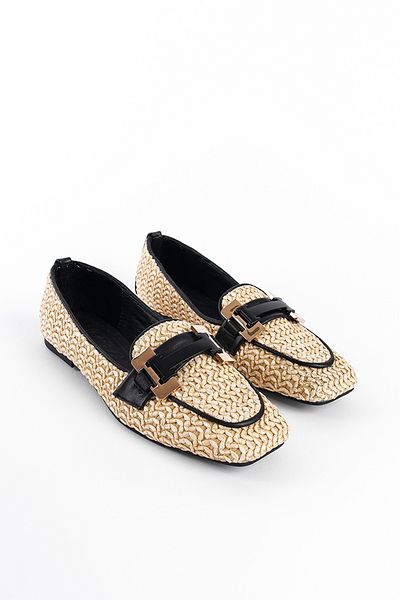 Capone Outfitters Pantofi de damă din piele naturală cu cataramă din paie