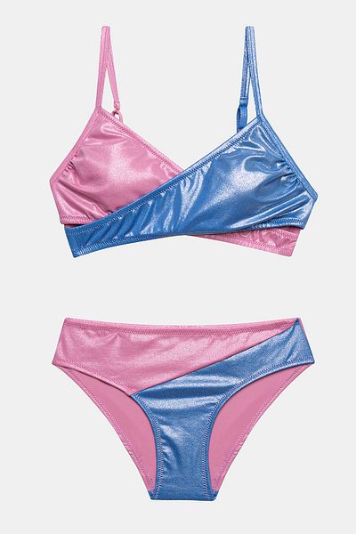Penti Set de bikini triunghi multicolor stralucitor pentru adolescenti