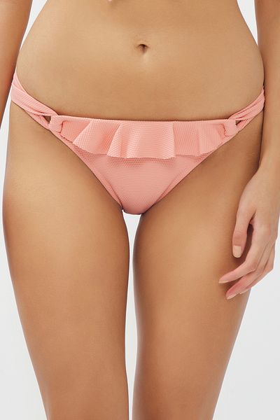 Penti Partea de jos de bikini cu volane laterale, dulce de migdale