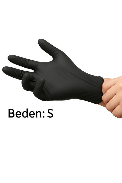 kalitexhome Siyah Nitril Pudrasız Muayene Hijyenik Doktor Eldiven S Beden 100 Lü Paket