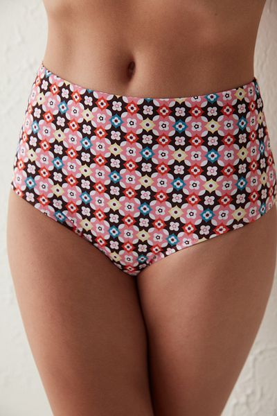 Penti Parte de jos de bikini cu talie înaltă și cu model boem colorat