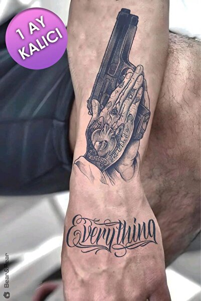 incebeltayt Silah Dövmesi, 30 Gün Kalıcı, Geçici Dövme Tattoo Su Geçirmez, 12x18 cm, Unisex,