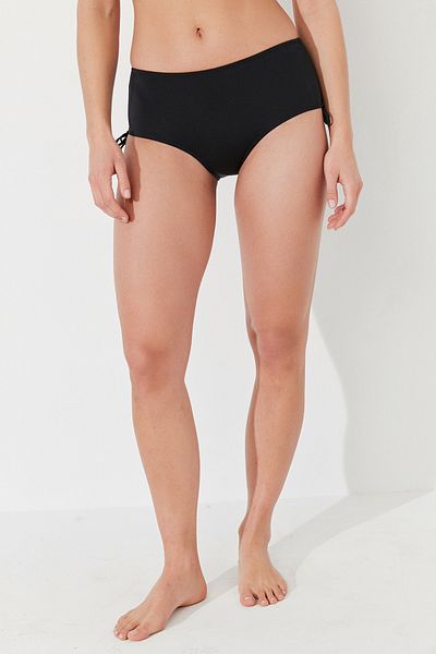 Penti Partea de jos de bikini de bază neagră cu talie înaltă