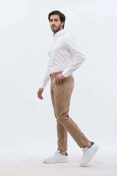 Jeanspro Cotton Slim Fit Chino Pants - Camel