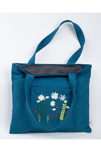 Wings Of Simurg Set geantă și portofel din pânză cu fermoar brodat Boutique-mutik-daisy Garden