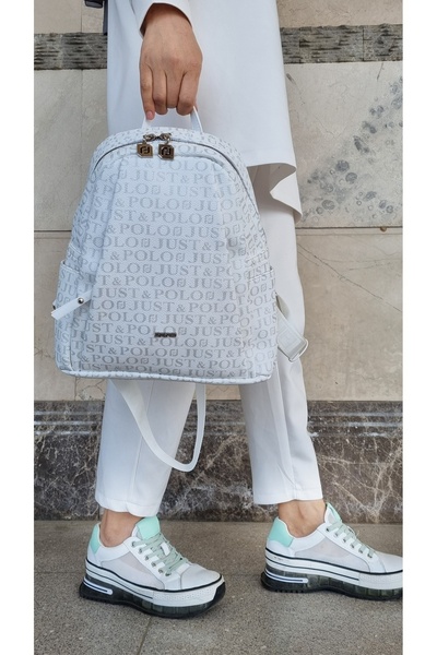 çantamgelsin Just Polo Γυναικείο Σακίδιο πλάτης και Πορτοφόλι με ανάγλυφο εμπριμέ 9 θέσεων σε συνδυασμό