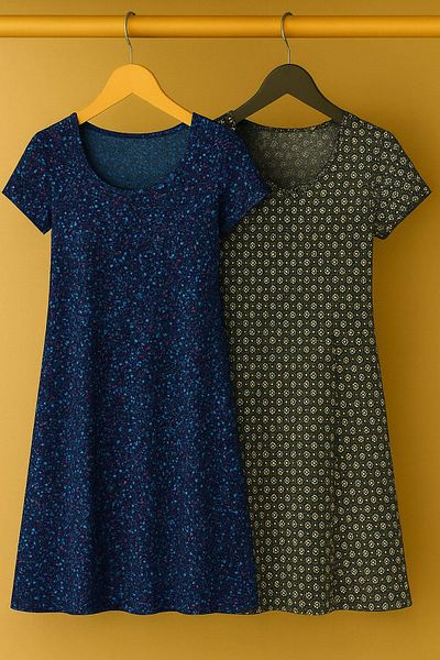 COTENCONCEPT 2 Pieces Draped Comfortable Fit Daily Combed Cotton Fabric Dress