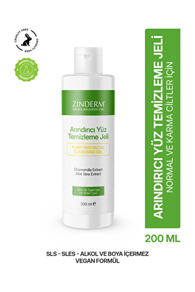 zinderm Arındırıcı Yüz Temizleme Jeli | Aloe Vera & Papatya Özlü - 200 ml | S...