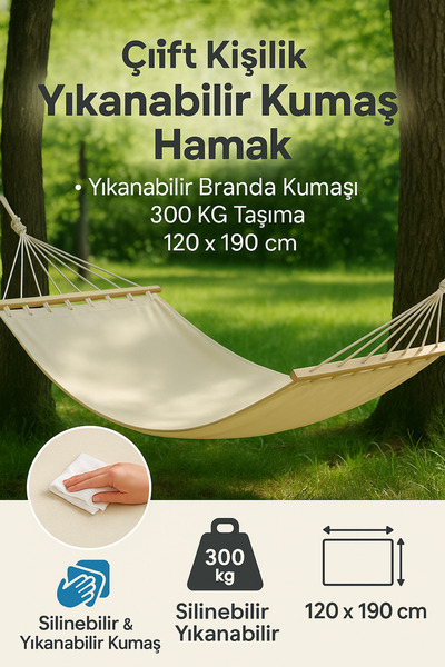 Toptancı Amca Krem Hamak Çift Kişilik Kumaş Hamak Salıncak Pamuklu Branda Kum...