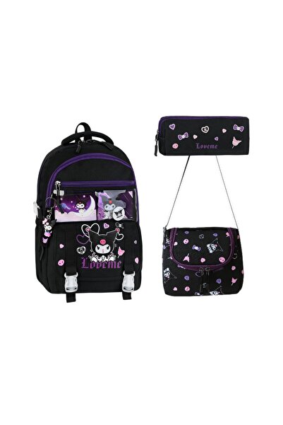 Alanç Gift Ortopedik Siyah Aksesuarlı Kore Tarzı Kız Çocuk Okul Sırt Çantası ...