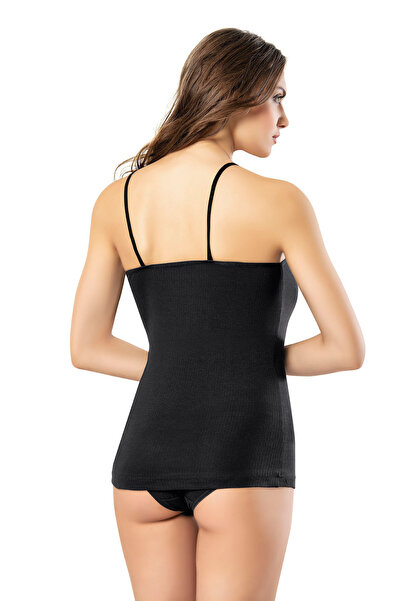 KOTA Women's 2-Pack Black Cotton Tank Tops with String Straps