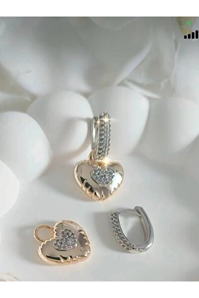 KANERUZ Zircon Stone Balloon Heart Dual Use Sparkling Special Design Earrings