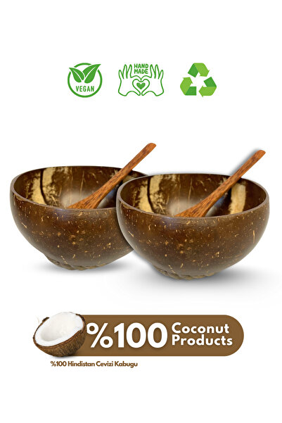 Coconut Products 2'li Hindistan Cevizi Kase, Kaşık Ve Kase Altlığı - Bowl Kas...