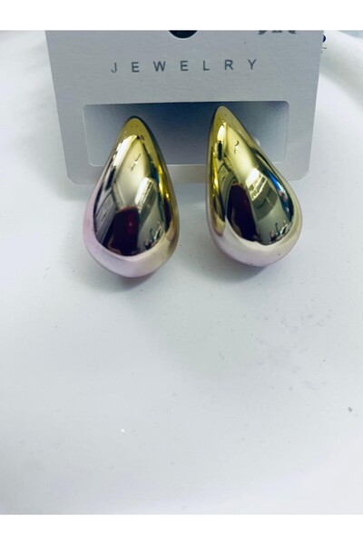 KANERUZ Gold and Pink 2 Color Earrings
