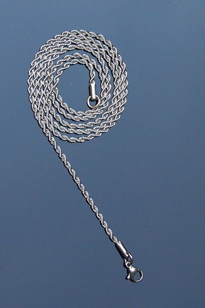 Rua Jewelry Çelik Burgu Halat Model Zincir Paslanmaz Çelik Kolye Gümüş Renk 2...