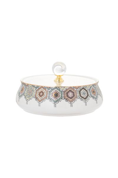 ALSAIF Decorative Dates Plate By Al Saif, Made Of Porcelain With Transparent Lid, Small Size