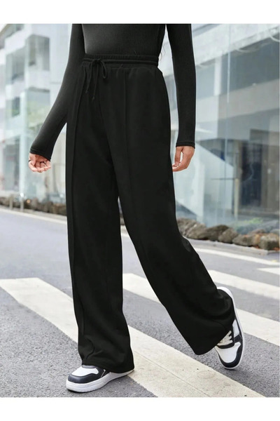 MİTO SPORT بنطلون رياضي كاجوال فضفاض بساق فضفاضة أسود