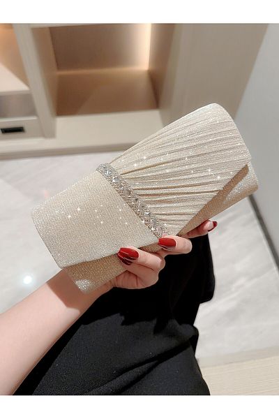 Generic Evening Clutch Bag Versatile Pleated Handbag Exquisite Evening Clutch Bag Banquet Wedding