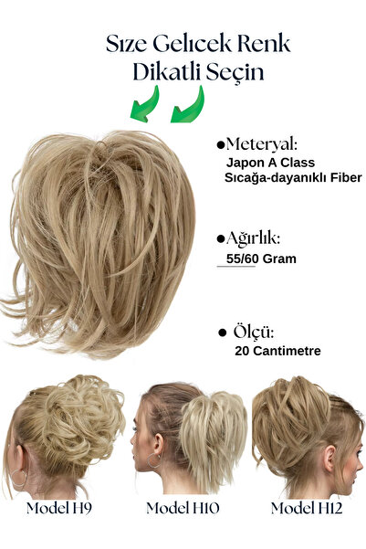 YARAT Lüks topuz tokası Üçlü Model Paketi Küllü Sarı Saç Süper Kalıte Dolgun Peruk Lastıkli