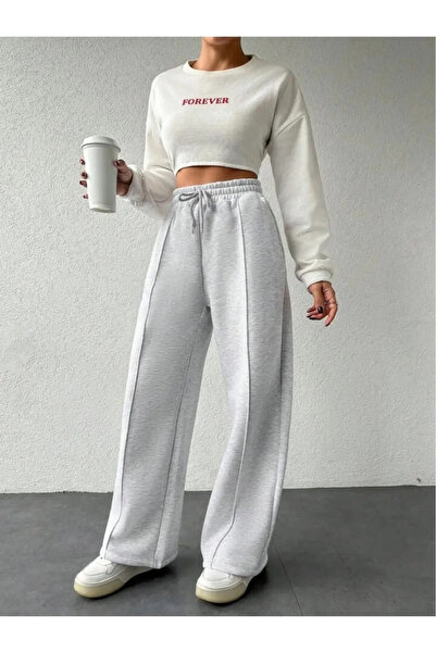 MİTO SPORT Γυναικεία φόρμα παντελόνι με φαρδιά μπατζάκια και ρίγες