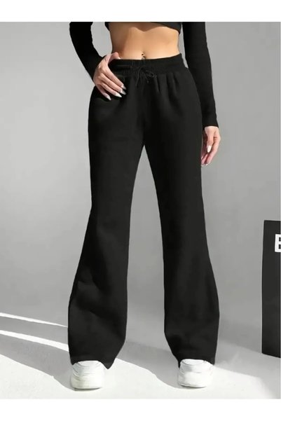 MİTO SPORT Black Baggy Baggy Loose Fit Comfortable fit -Straight Leg Sweatpants