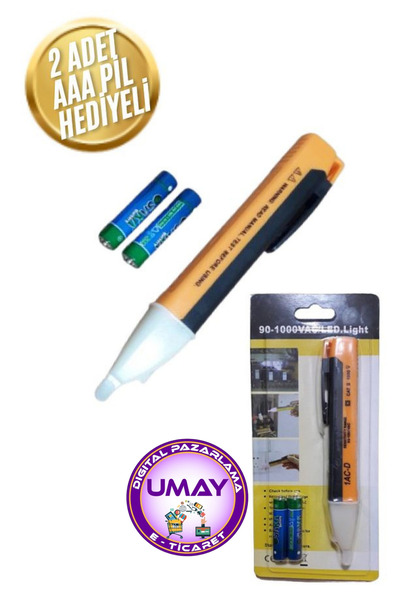 Genel Markalar Pilli Led Işıklı, Sesli Temassız Faz Kontrol Kalemi Dijital Öl...