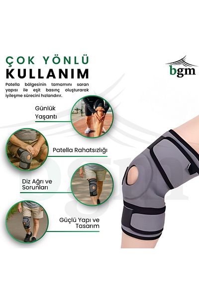 bgm High Quality Gray Knee Pad - Patella Supported