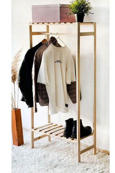 Moola Elbise Askısı & Ayakkabılık Portmanto, Ahşap Askılık , Ahşap Çok Amaçlı...
