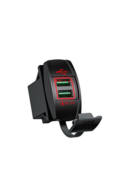 Autoline Çift USB 12-24V 3,0 Hızlı ( Quick ) Şarj Kırmızı Renk