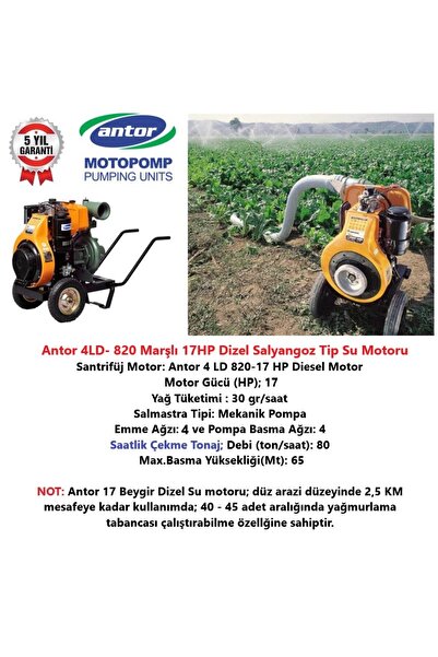 ANTRAC Antor 4ld 820 Ly-3 Salyangoz Motopomp Marşlı 4"