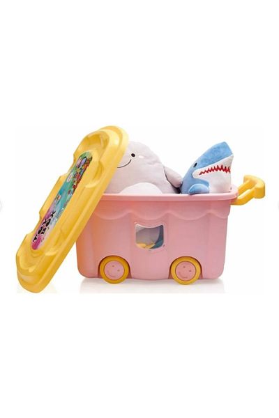 Waldern Home Toy Organizer Storage Box with Lid Toy Box 50 Lt Pink