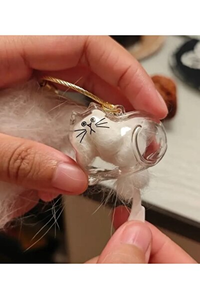 Genel Markalar Şeffaf Kedi Tüyü Saklama Kapsülü Gashapon Kedi Tüyü Anı Hediye...