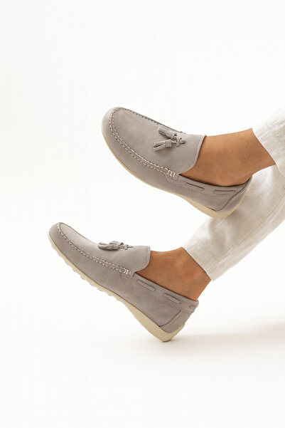 Safari Ayakkabı Mocasini Lisona pentru bărbați, cu ciucuri, din piele naturală, din piele intoarsa