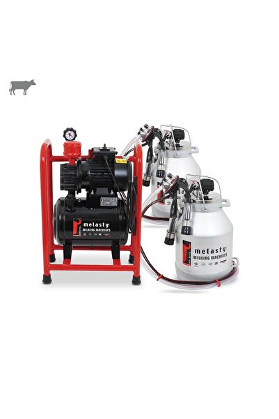 Melasty Çift Güğüm Üniteli Sabit Sistem İnek Süt Sağma (Alüminyum Güğüm-Kauçu...