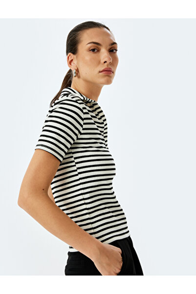 Koton Tricou polo cu mânecă scurtă în amestec de viscoză