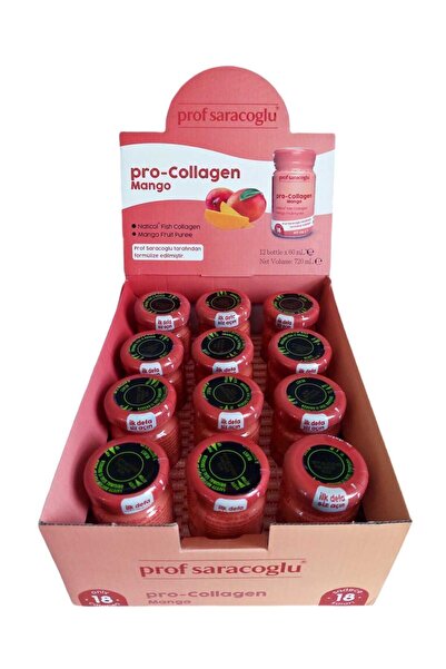 prof saracoğlu Pro Collagen Mango 12'li (12 X 60 ML) | Sıvı Kolajen | Takviye Edici Gıda