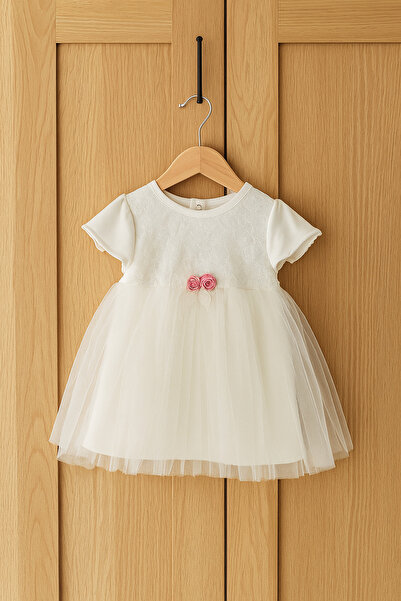 Nimini Kids YAZLIK BELİ OMUZU DANTELLİ BANDANALI KIZ BEBEK ELBİSE (9 Ay,12 Ay...