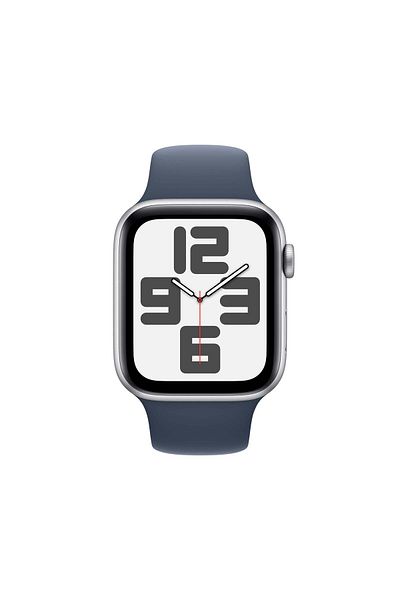 Apple Watch SE GPS + Cellular 44mm Silver Aluminium Case with Storm Blue Sport Band - S/M