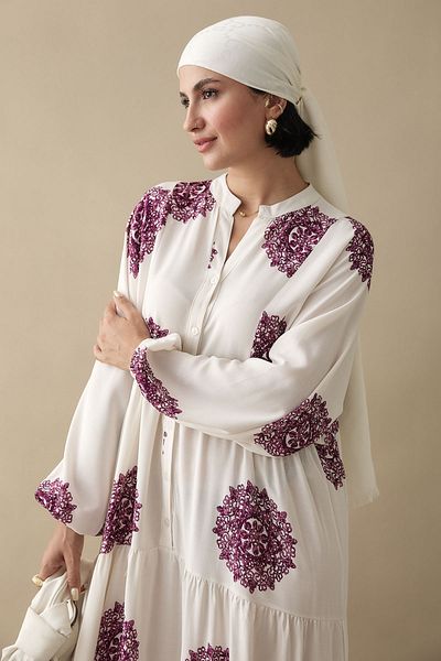 InStyle Single Color Ethnic Purple Viscose Dress