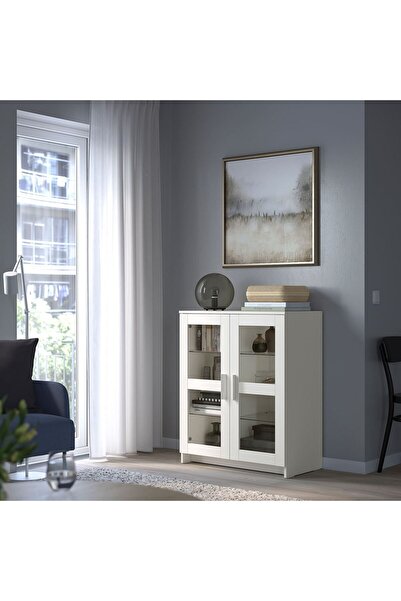 IKEA büfe, cam-beyaz, 78x95 cm