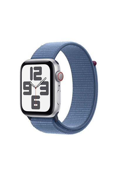 Apple Watch SE GPS + Cellular 44mm Silver Aluminium Case with Winter Blue Sport Loop