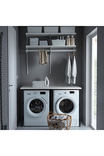 IKEA açık raf ünitesi, antrasit-beyaz, 139x63.5x87.5 cm