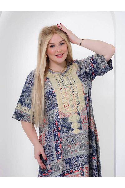 AFandina A-387 Embroidered floral jalabiya with delicate details for an attractive and modern look.