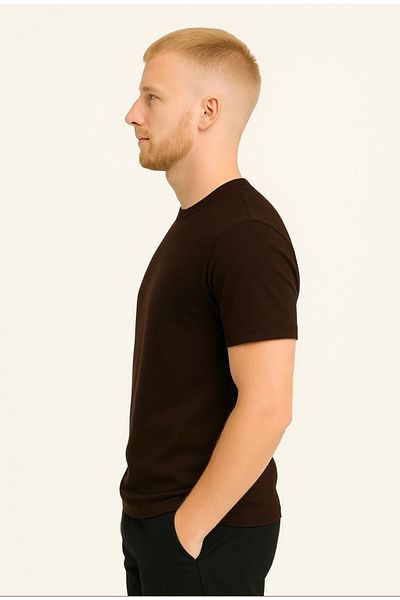 AXXEL Men's Brown Short Sleeve T-Shirt-D405